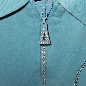 Fleece Jacket Rhinestone Embelished Zipper Glitzy Soft Interior.